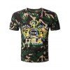 Col rond T-shirt Fashion Camo Lettre Imprimé Men  's manches courtes - Camouflage 2XL