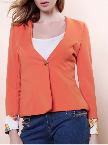 dresslily Shoulder Pad Cuff Flower Slimming Short Blazers