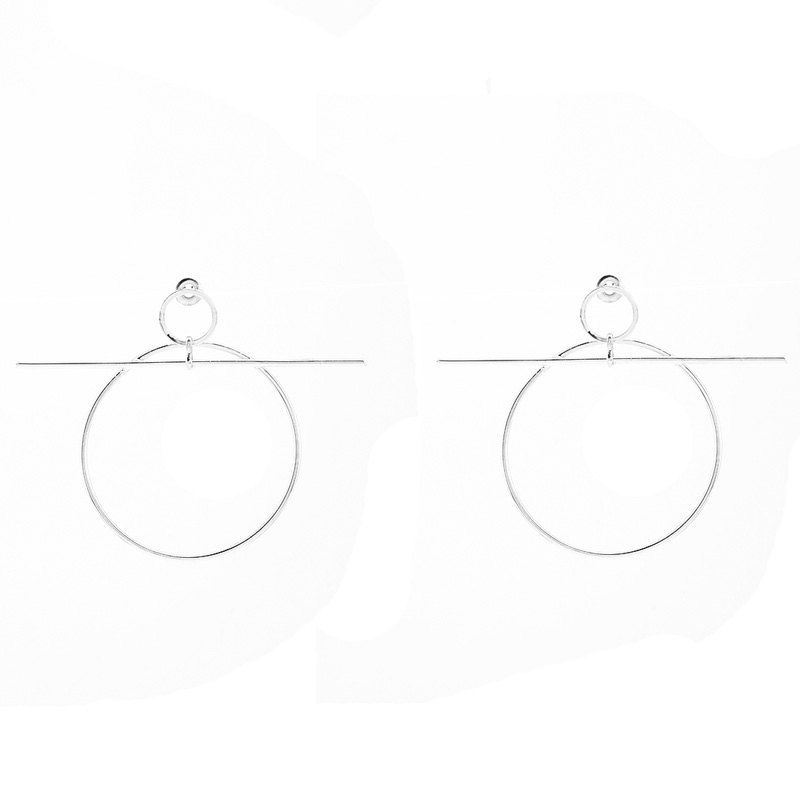 

Pair of Gorgeous Solid Color Circle Stick Earrings For Women, Silver