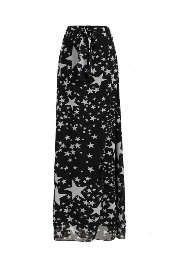 Femmes Séduisante  's stars Imprimer Haute jupe fendue - Noir M
