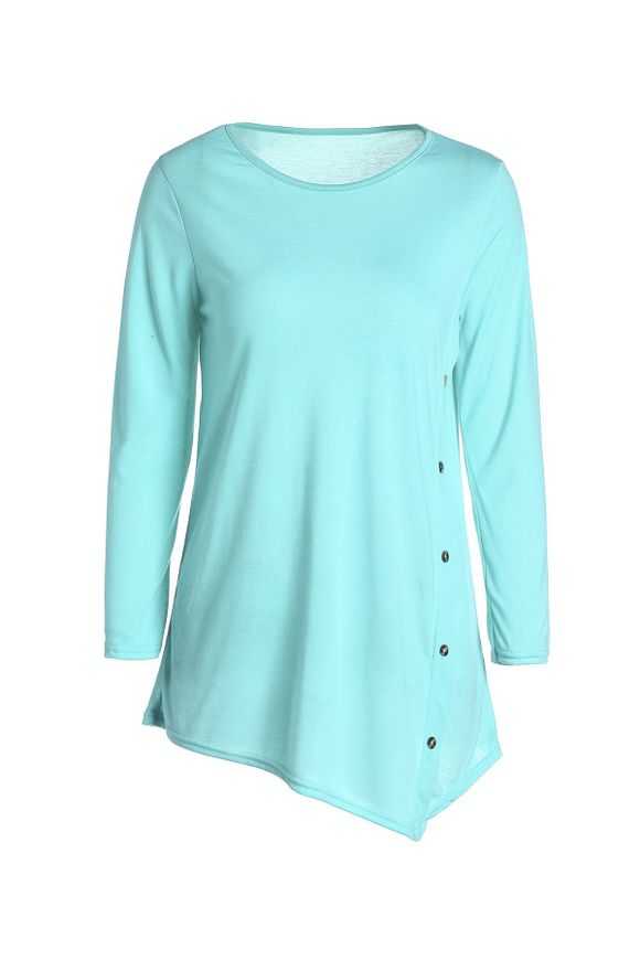 Casual Scoop Neck Solid Color neuf minutes T-shirt manches femmes - Vert S