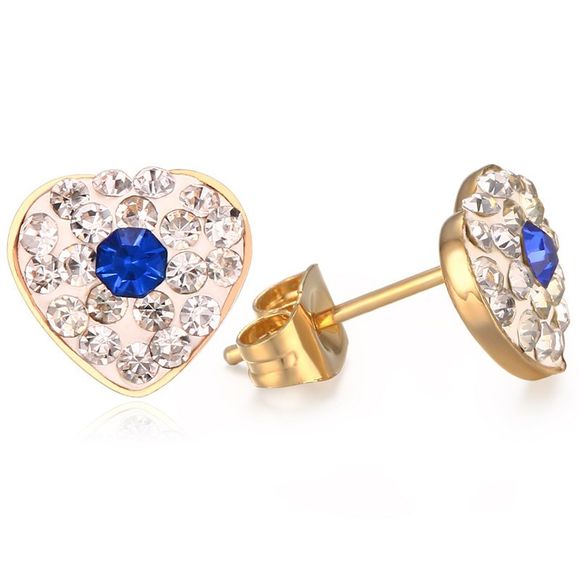 Pair of Stunning Rhinestoned Heart Earrings For Women - d'or 