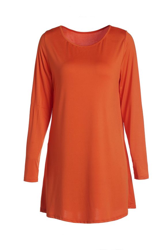 Attachant bonbons de couleur à manches longues en mousseline de soie robe droite pour les femmes - Orange M