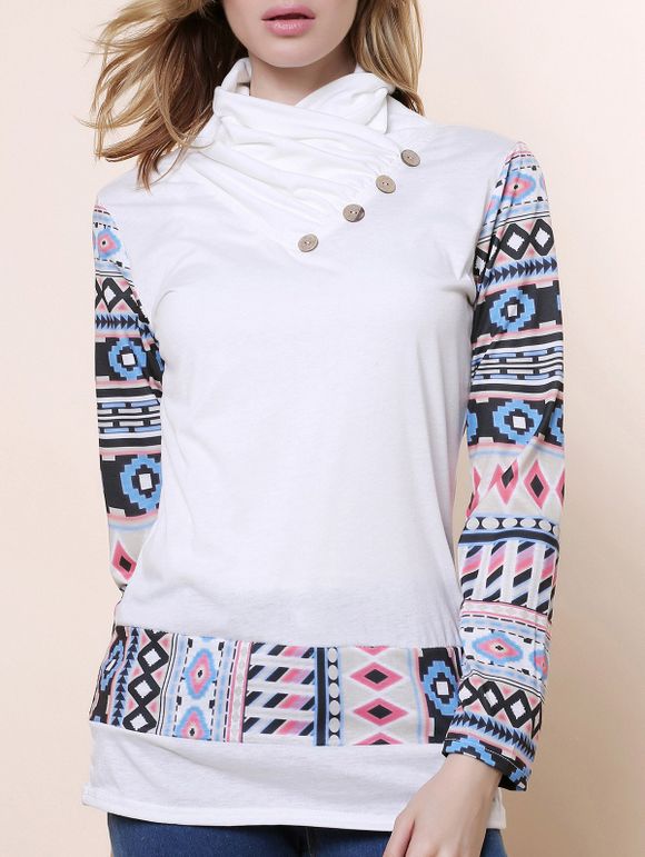 Sweatshirt imprimé à manches longues à capuche - Blanc M