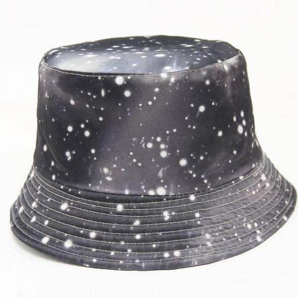 Personality Fashion Snowy Day Pattern Starry Sky Print Series Hipsters Bucket Hat - Gris Noir 