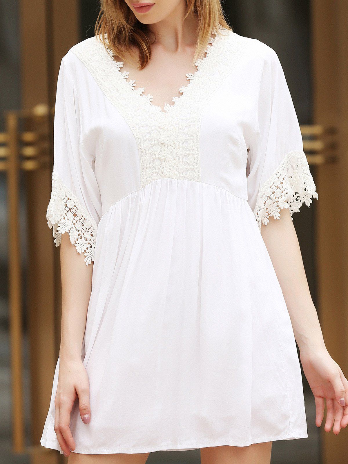short sleeve white gown