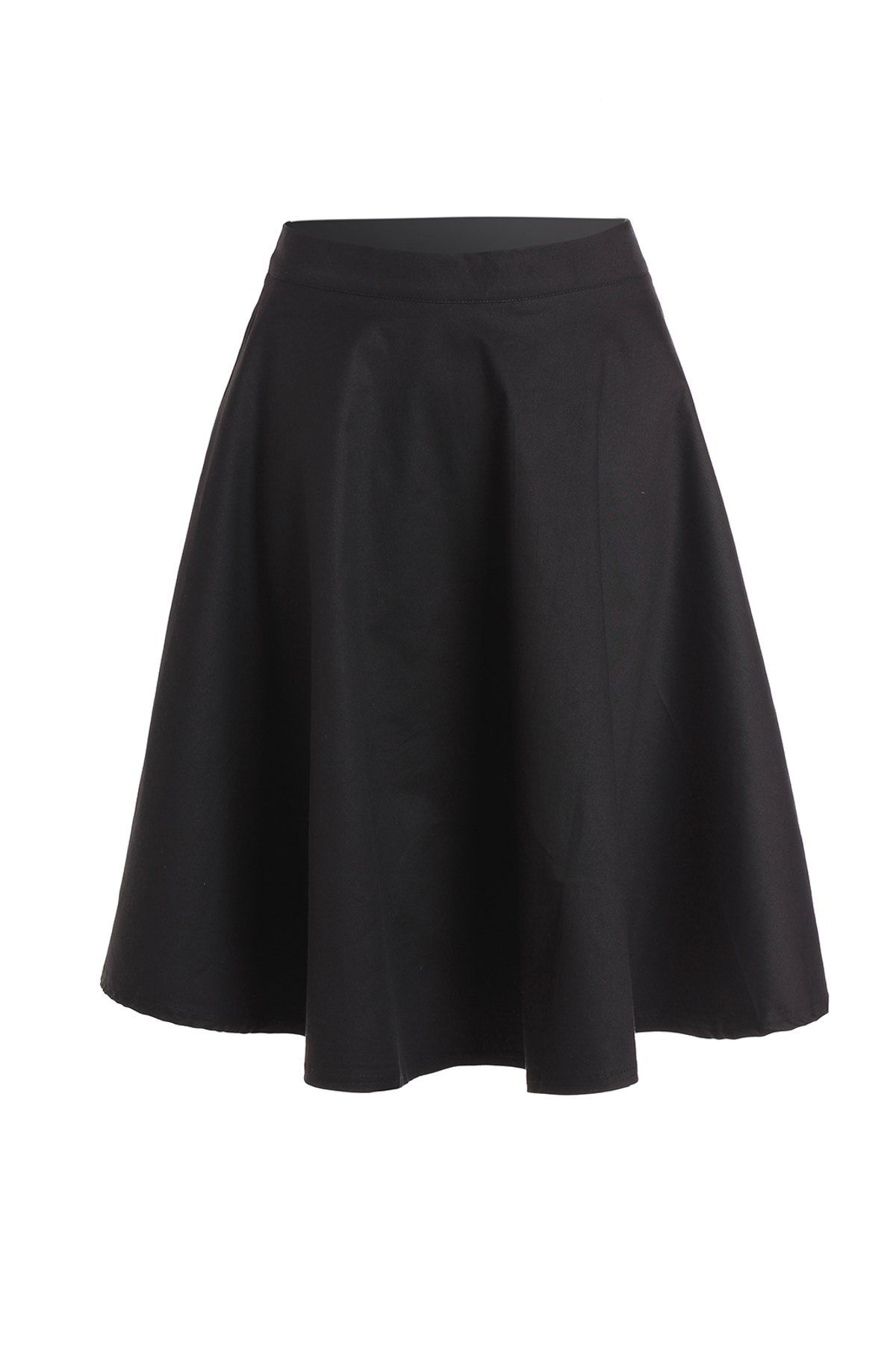 

Noble Solid Color High Waist A-Line Ball Skirt For Women, Black