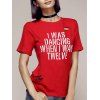 Stylish Women's Round Neck Cut Out Letter Pattern Short Sleeve T-Shirt - Rouge ONE SIZE(FIT SIZE XS TO M)