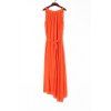 Elegant Spaghetti Strap sans manches en couleur solide auto-cravate Ceinture Women's Beach Dress - Orange XL