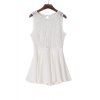 Chic col rond manches évider Backless femmes s 'Romper - Blanc S