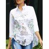 Manches 3/4 Cartoon brodé Motif Shirt Femme Trendy  's - Blanc ONE SIZE(FIT SIZE XS TO M)