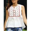 Style ethnique brodé ample femmes s 'Tank Top - Blanc ONE SIZE(FIT SIZE XS TO M)