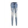 Élégant mi-cintrée en dentelle embellies de poche design Jeans - Bleu clair M