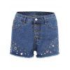 Trendy Women's Mid Waist Rivet Denim Shorts - Bleu Toile de Jean ONE SIZE(FIT SIZE XS TO M)