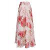 Stylish Elastic Waist Floral Print Women's Chiffon Skirt - Rouge XL