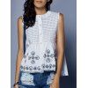 Chic Round Neck Loose-Fitted Embroidery Print Button Women's Tank Top - WHITE ONE SIZE(FIT SIZE XS TO M)