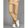 Casual Straight Legs Solid Color Plus Size Men's Pants - Kaki 30