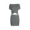 Sexy rayé à manches courtes T-shirt moulante + Jupe Sheathy Twinset pour les femmes - Blanc et Noir S