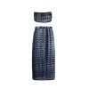 Trendy Halter Neck Self-Tie Crop Top and High Slit Tie-Dyed Skirt Women's Suit - Bleu M