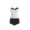 Sexy Style Halter Neck Black White Splicing Swimwear For Women - Blanc et Noir XL