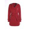 Stylish Double-Breasted Hooded Long Sleeve Worsted Coat For Women - RED 3XL