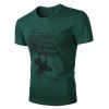 Men 's  col rond Cerf Imprimer manches courtes T-shirt - vert foncé 3XL