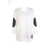 T-shirt à Lettre Brodée à Col en V à Manches Longues Pour Femme - Blanc XL