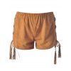 Élégant pur Shorts de couleur à lacets pour les femmes - Camel S