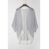 Stylish Collarless 3/4 Sleeve Polka Dot Print Kimono Femme - Blanc L