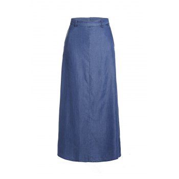 Casual Women's Floor-Length Denim Skirt, BLUE, S in Skirts | DressLily.com