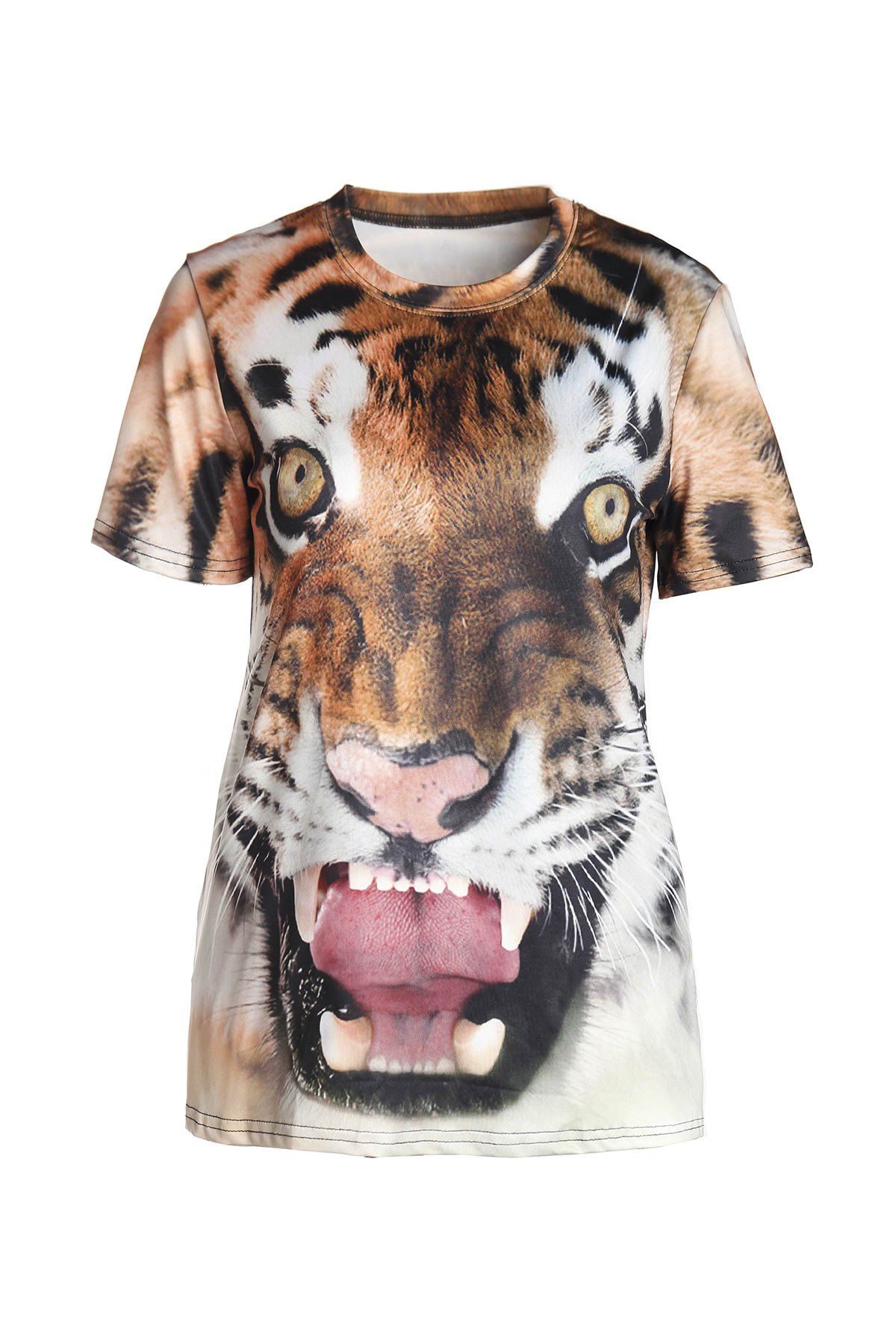 [41 OFF] 2021 Stylish Round Neck Short Sleeve Tiger Print Women's T