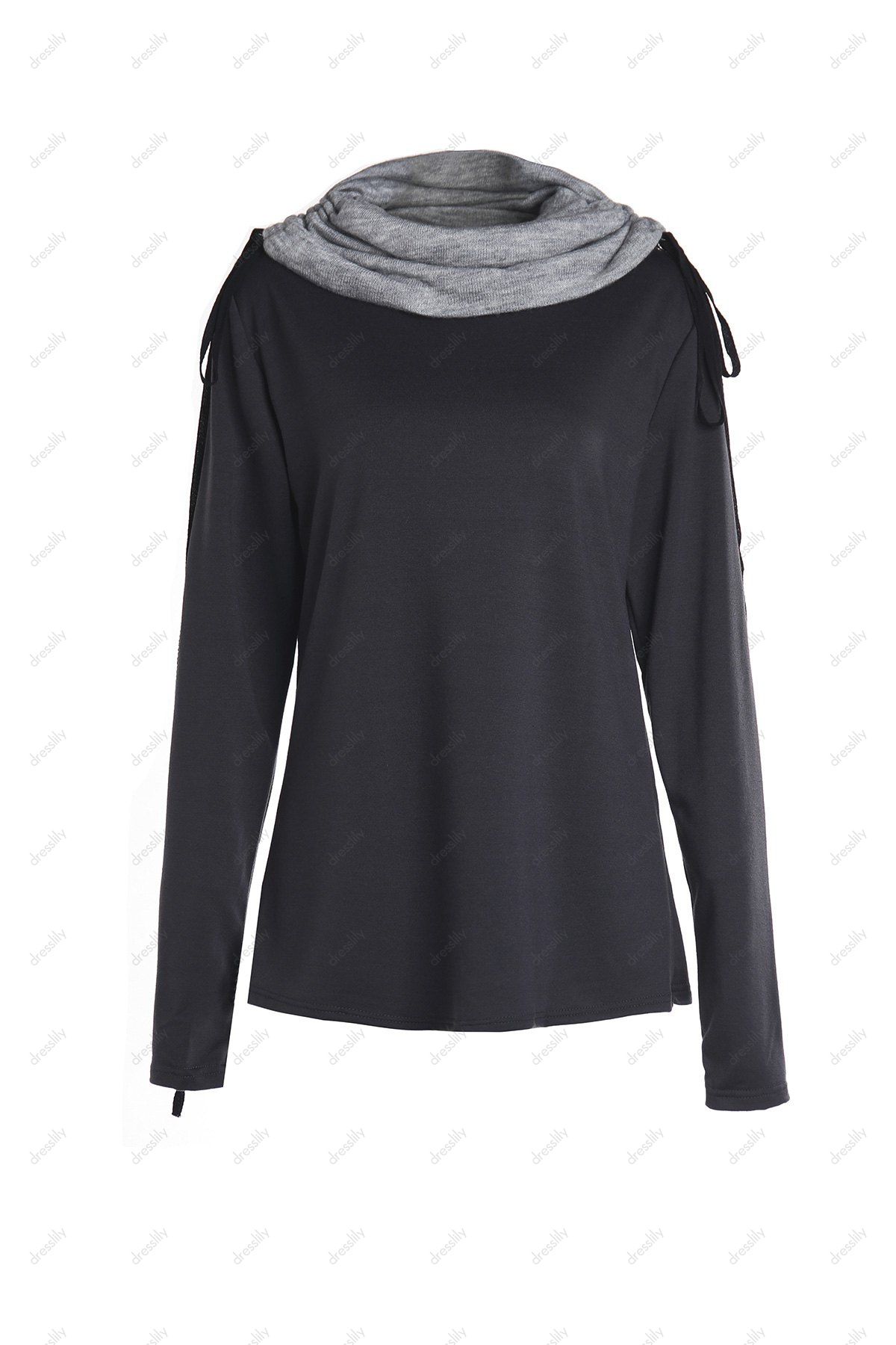 Sweat-shirt à Col Roulé à Manches Longues Pour Femme - Noir XL