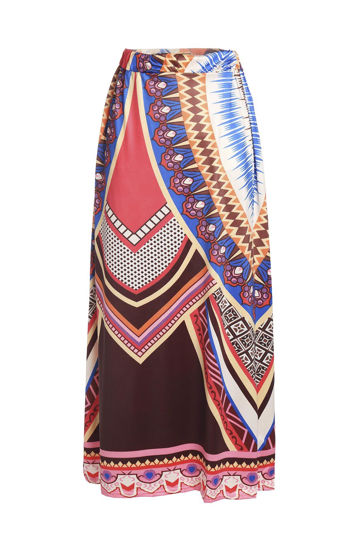 

Stylish Printed Loose Fitting Maxi Skirt For Women, Colormix