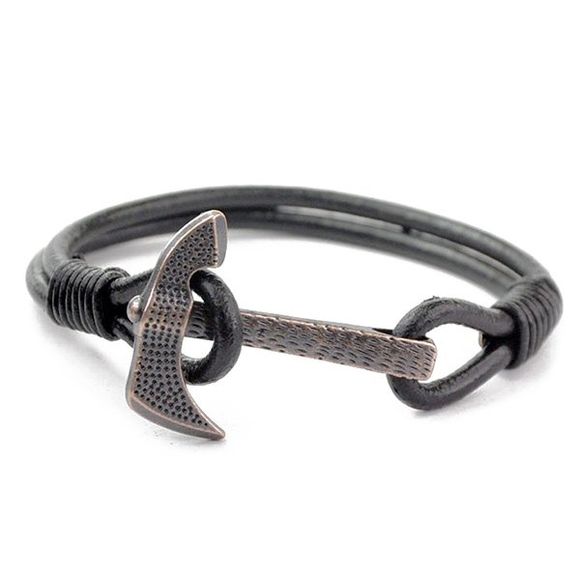 Vintage Carving Axe Multilayer PU Bracelet en cuir pour les hommes - Noir 