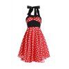 Polka Dot Halterneck imprimer une ligne-robe de la femme Vintage - Rouge XL