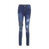 Chic High-Waisted Bodycon Hole Design Femmes Jeans - Bleu XL