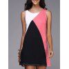 Doux Color Block Tank Top sans manches vestimentaire pour les femmes - Noir et Rose S