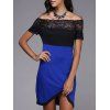Chic Slash Neck Lace Spliced ​​Furcal vestimentaire pour les femmes - Bleu M
