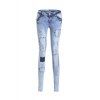 Élégant Taille Basse minceur Spliced ​​Femmes Jeans Ripped - Bleu 3XL