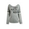 Élégant Scoop Neck manches longues Pocket Design Lettre Imprimer Femmes Sweatshirt  's - Gris M