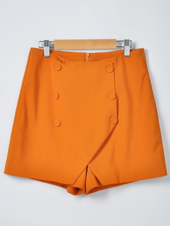 Shorts irréguliers de couleur unisexe de style femme - Orange S