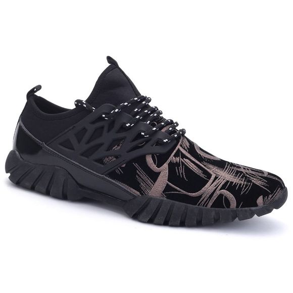 Leisure Lace-Up and Print Design Men's Athletic Shoes - Noir 42