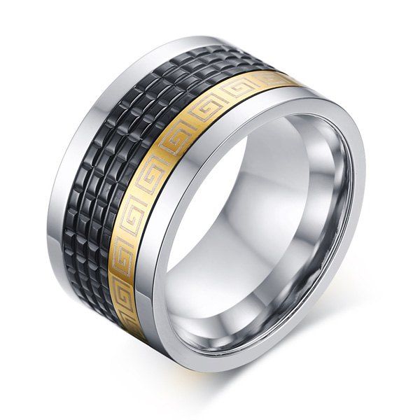 

Punk Style Geometric Pattern Rotatable Ring For Men, Black