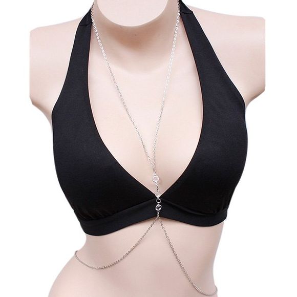 Élégant chaîne Body Bikini Faux cristal argenté Crossed pour les femmes - Argent 