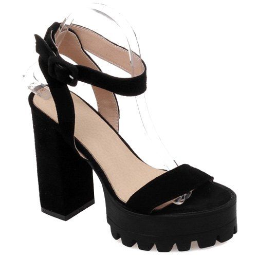 Sandales en daim design femmes  's mode noir et - Noir 38