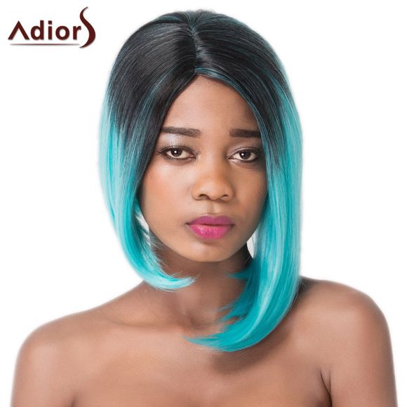 Nobby Asymétrie cheveux longs Raides Mixed synthétique Adiors perruque de couleur femmes - multicolore 