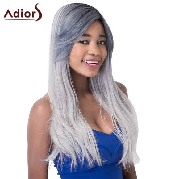 Natural Hétéro Charme longue gris synthétique mixte Adiors perruque pour les femmes - multicolore 