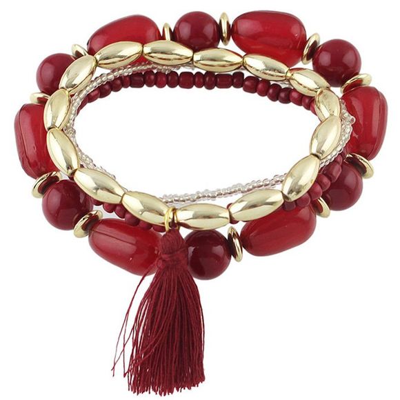 Noble Perles Tassel Bracelets pour les femmes - Rouge 