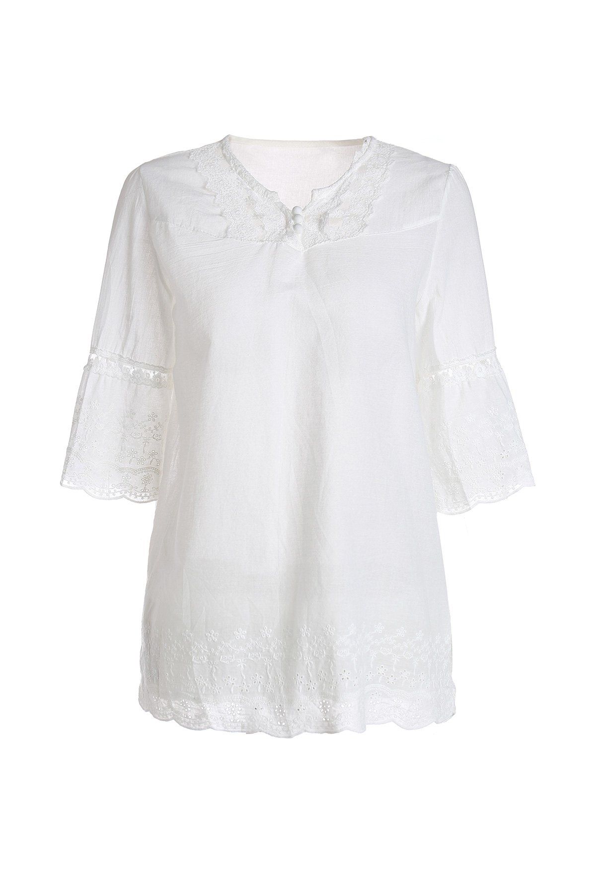 [30% OFF] 2021 Refreshing Style Polyester Short Sleeves V-Neck Lace ...