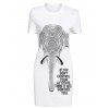 Casual Women's Short Sleeve Letter Elephant Print Dress - Blanc ONE SIZE(FIT SIZE XS TO M)